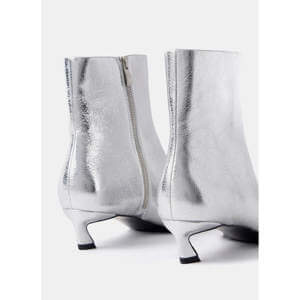 Mint Velvet Silver Leather Ankle Boots